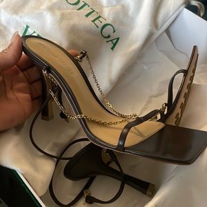 Bottega Veneta Brown Stretch Chain Sandals